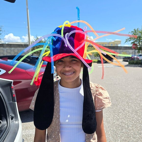 Disney Goofy Rainbow Jester crazy Hat with Colorful Light Tubes. lights untested - Picture 1 of 3